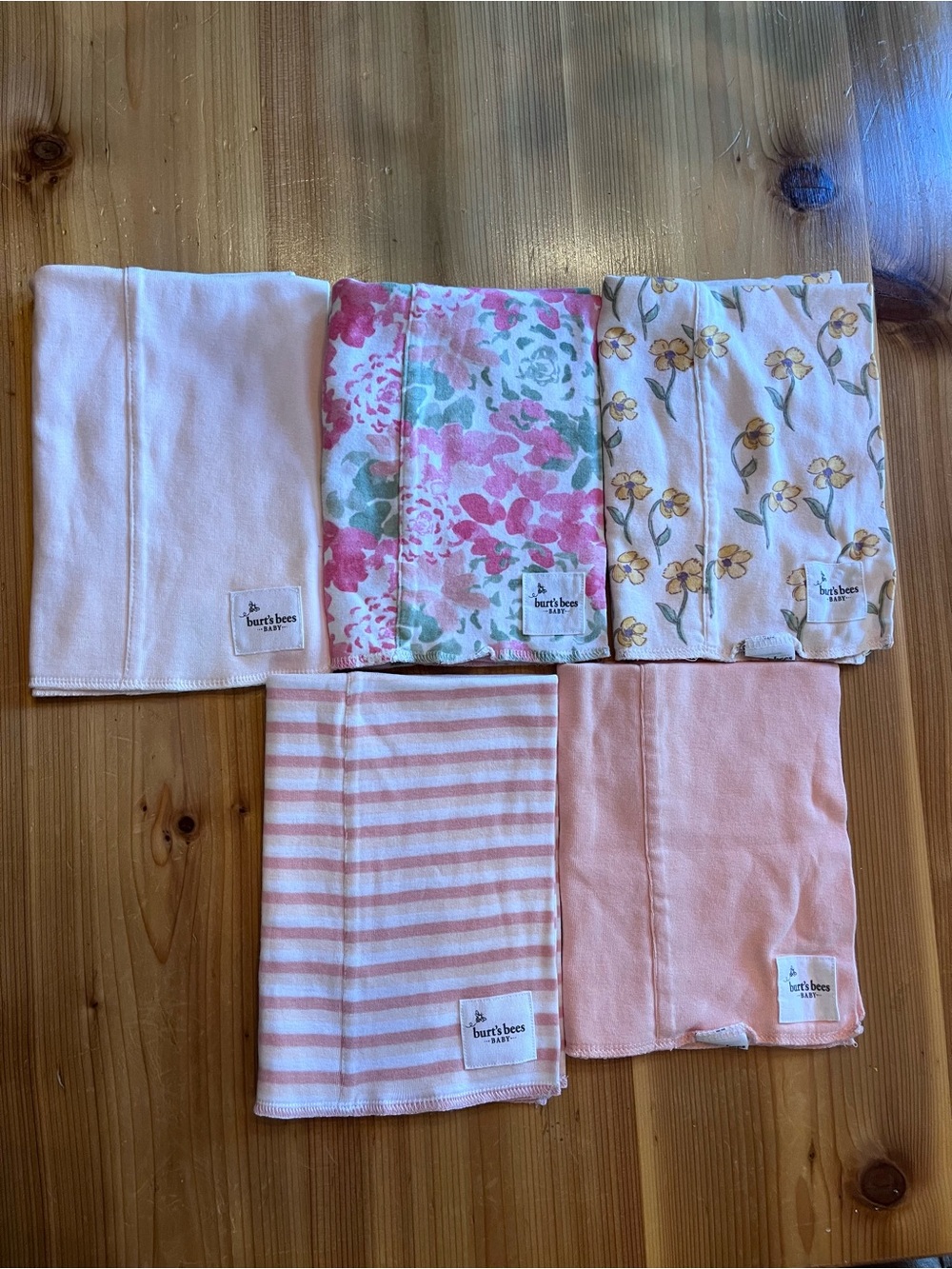 Burt's Bees Baby Pink & Floral Burp Cloth Set